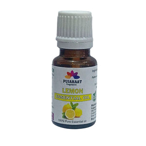 Pujahaat Lemon Essential Oil (Citrus limonum) Pure | Non-Sticky | Non-greasy | Lightweight | Men & Women | All Skin Types - Vegan & Cruelty free - 15 ml