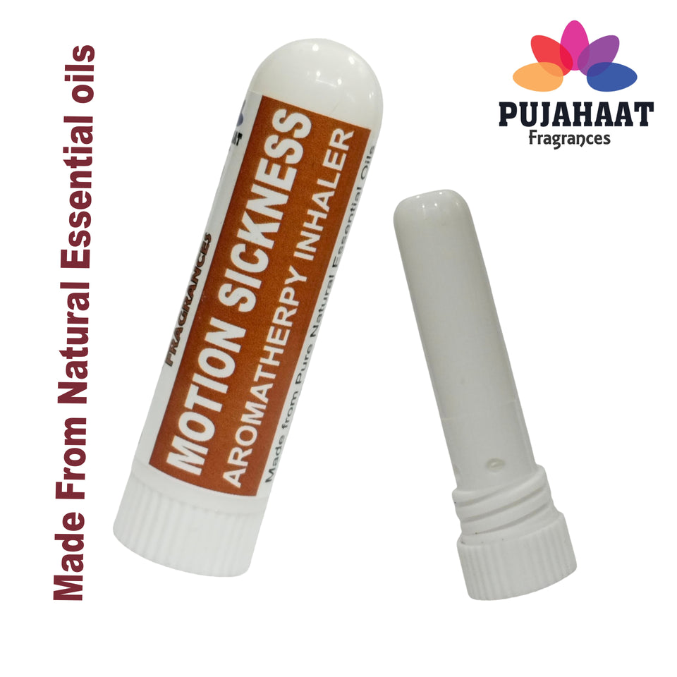 Pujahaat Natural Essential oil based Aromatherapy Nasal Inhaler Stick MOTION SICKNESS, Made with 100% natural, therapeutic grade essential oils - Set of 2