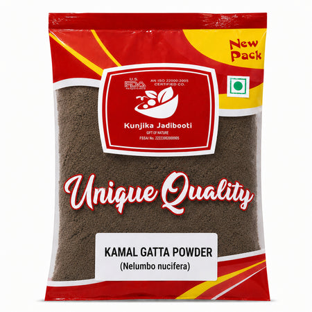 Kunjika Jadibooti Kamal Gatta Powder | Nelumbo Nucifera Gaertn - Lotus Seeds Kamal Gatta - Kamalgatta Kamal Kakdi Powder - 100 gm