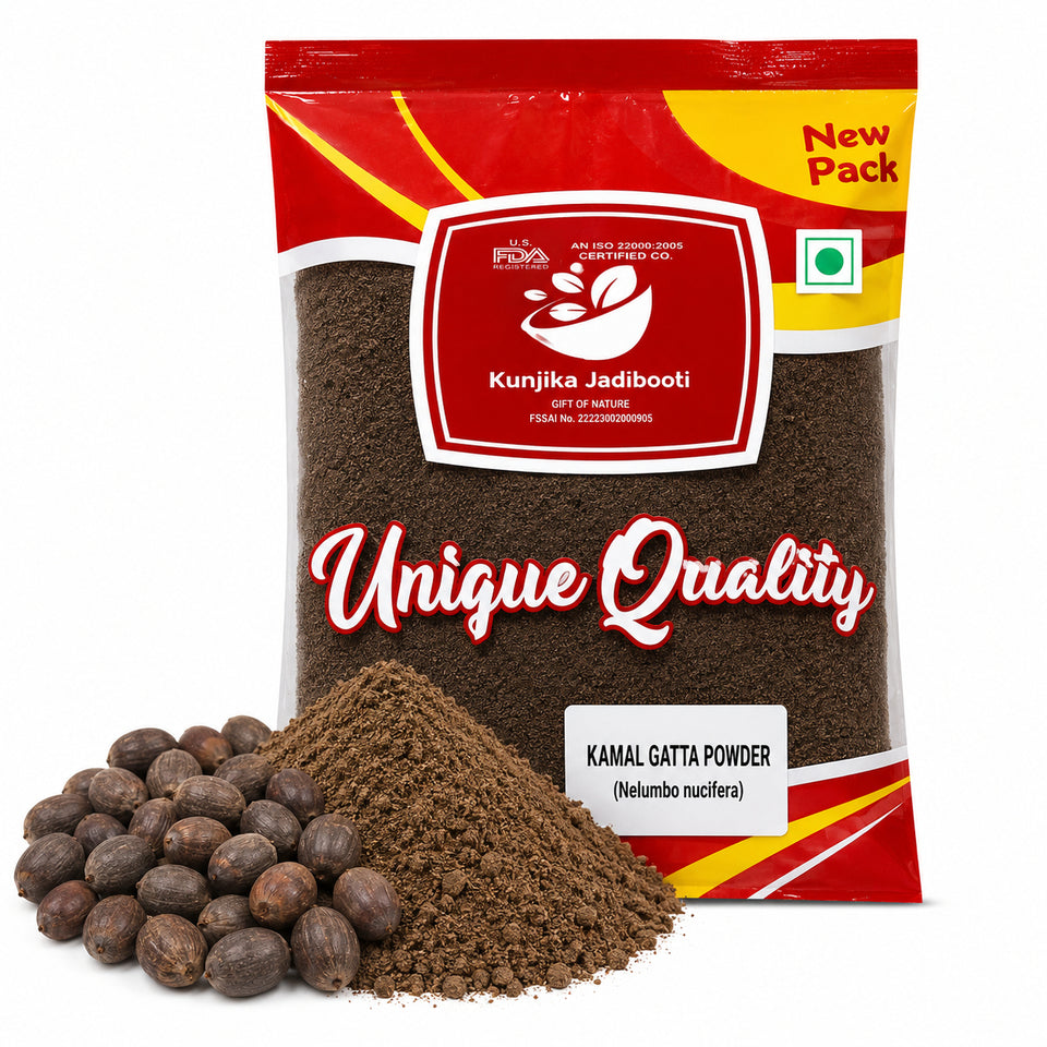 Kunjika Jadibooti Kamal Gatta Powder | Nelumbo Nucifera Gaertn - Lotus Seeds Kamal Gatta - Kamalgatta Kamal Kakdi Powder - 100 gm