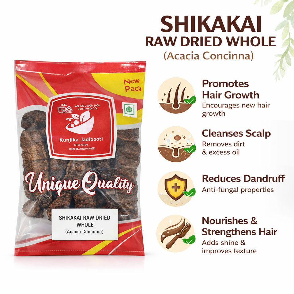 Kunjika Jadibooti Shikakai Raw | Acacia Concinna | Dried Shikakai Raw And Natural | Dry Shikakai Whole - 100 gm