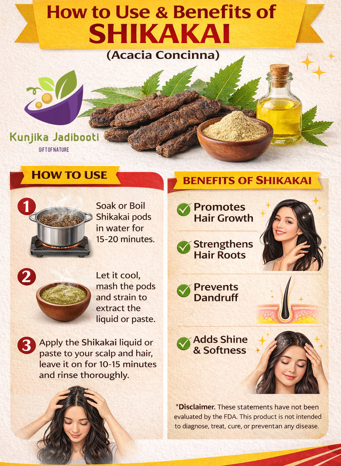 Kunjika Jadibooti Shikakai Raw | Acacia Concinna | Dried Shikakai Raw And Natural | Dry Shikakai Whole - 100 gm