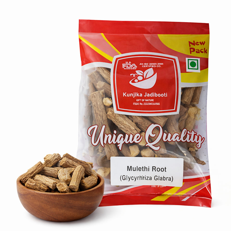 Kunjika Jadibooti Mulethi | Licorice Root Sticks | Yashtimadhu Mulethi Glycyrrhiza Glabra - 100 gm