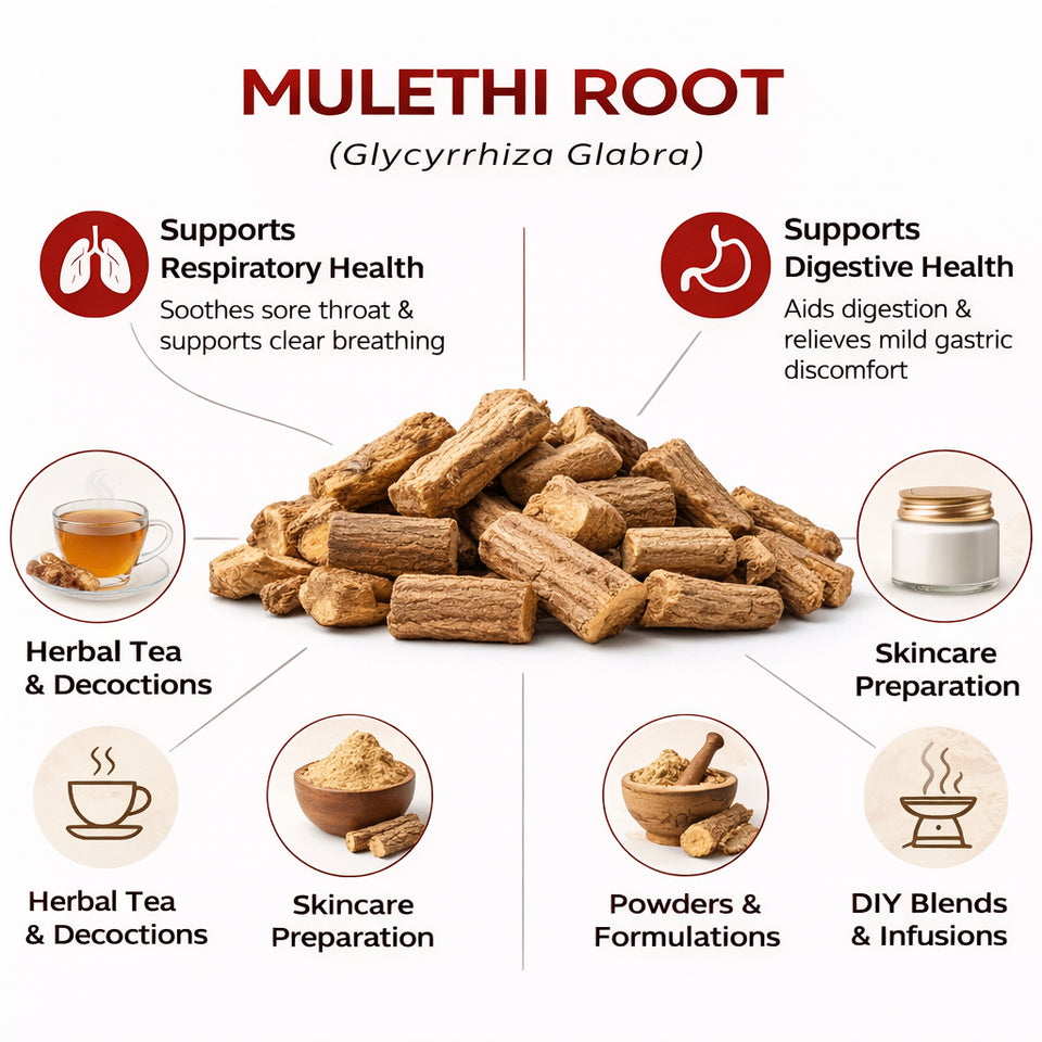 Kunjika Jadibooti Mulethi | Licorice Root Sticks | Yashtimadhu Mulethi Glycyrrhiza Glabra - 100 gm