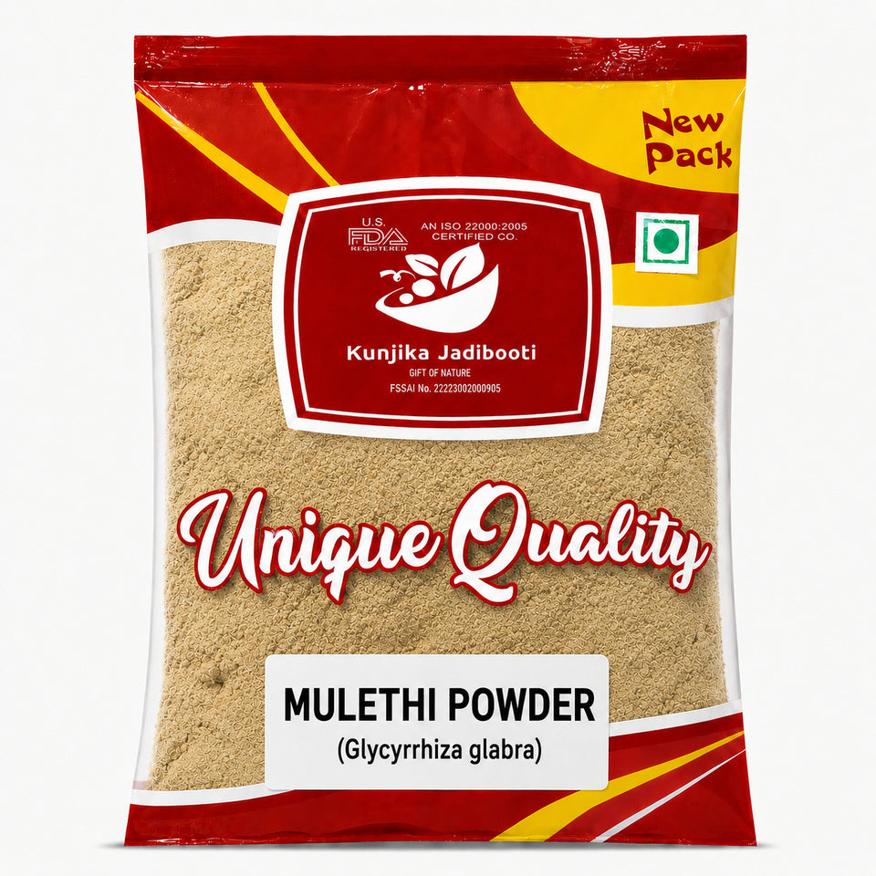Kunjika Jadibooti Mulethi Powder - Yashtimadhu - Liquorice Powder- Glycyrrhiza Glabra - 100 gm