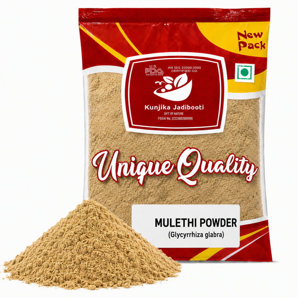 Kunjika Jadibooti Mulethi Powder - Yashtimadhu - Liquorice Powder- Glycyrrhiza Glabra - 100 gm