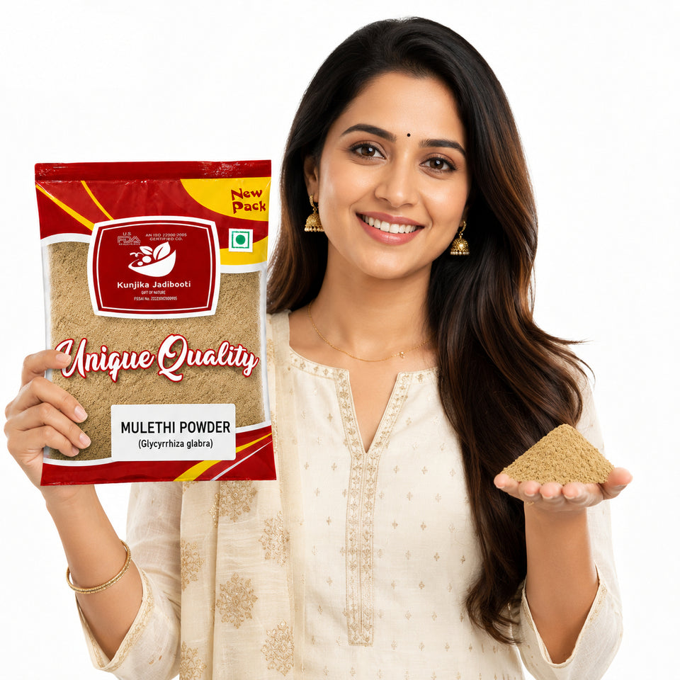 Kunjika Jadibooti Mulethi Powder - Yashtimadhu - Liquorice Powder- Glycyrrhiza Glabra - 100 gm