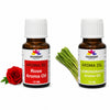 Pujahaat Rose and Lemongrass Aroma Oil for Aromatherapy oils, Oil for diffusers, Humidifier oils, Oil Burners, Spa and Air Purifier 10ml Each - Set of 2 (2 x 10 ml)