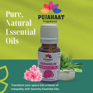 Pujahaat Geranium Essential Oil for Hair Growth, Long & Healthy Hair, Minimize fine line & Wrinkles, Smooth Skin, Healthy Scalp for Men & Women | 100% Pure, Natural, Organic, 15ml - Vegan & Cruelty free - 15 ml