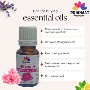 Pujahaat Geranium Essential Oil for Hair Growth, Long & Healthy Hair, Minimize fine line & Wrinkles, Smooth Skin, Healthy Scalp for Men & Women | 100% Pure, Natural, Organic, 15ml - Vegan & Cruelty free - 15 ml