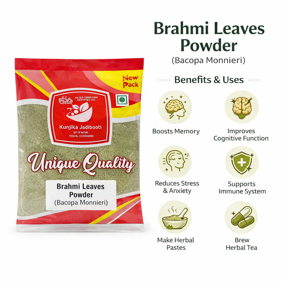 Kunjika Jadibooti Brahmi Powder / Bacopa Monnieri /  Bramini / Brahmi / Bhrami / Bharmi Powder - 100 gm