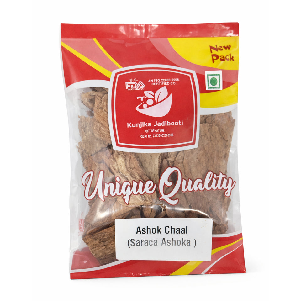 Kunjika Jadibooti Ashok Chaal - Ashoka Bark - Saraca Ashoka Bark - Ashok Tree Bark - 100 gm