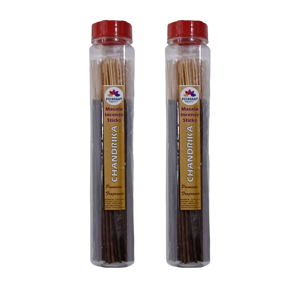 Pujahaat Premium Scented Incense Stick Masala Agarbatti | No Charcoal Incense Sticks, 100% Herbal Fragrance Agarbatti, 0% Sulphates - Chandrika Fragrance