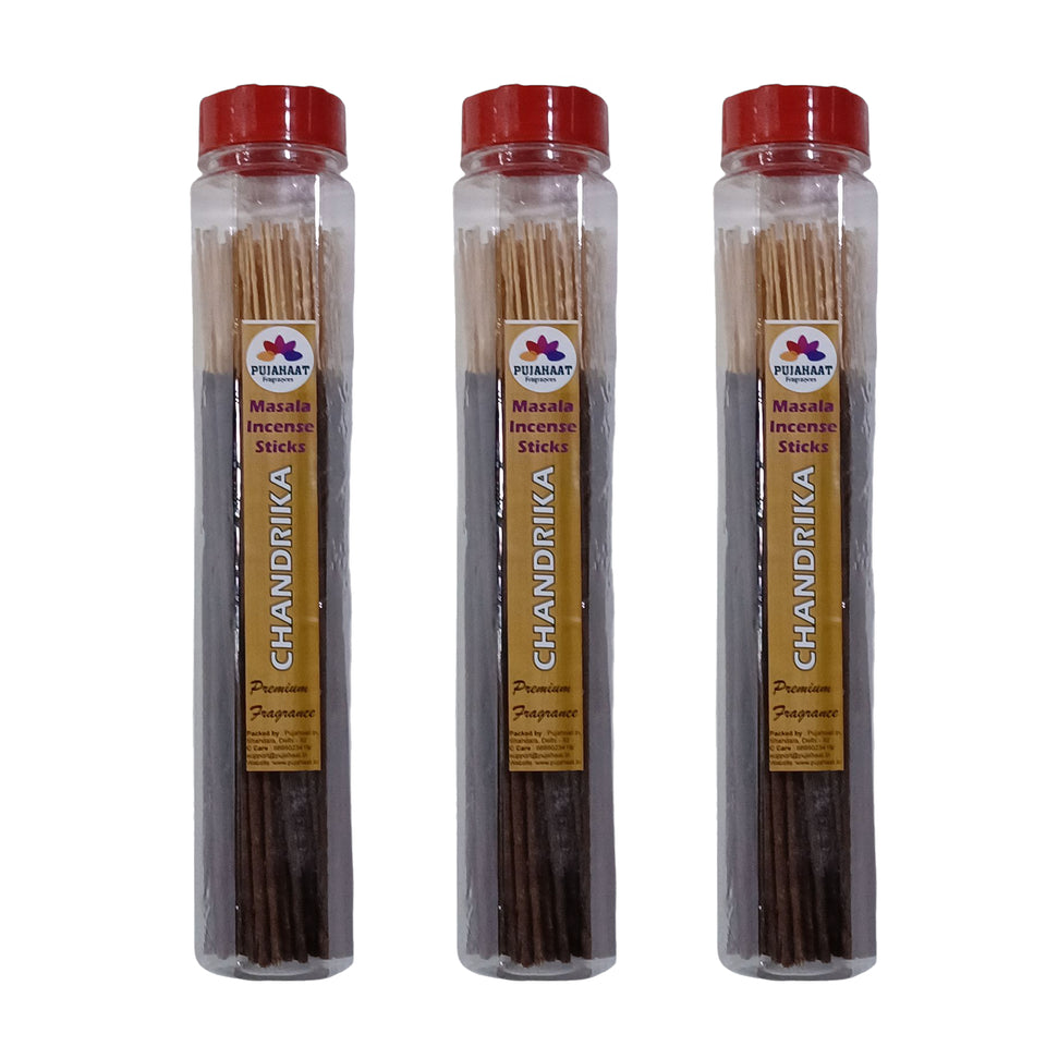 Pujahaat Premium Scented Incense Stick Masala Agarbatti | No Charcoal Incense Sticks, 100% Herbal Fragrance Agarbatti, 0% Sulphates - Chandrika Fragrance