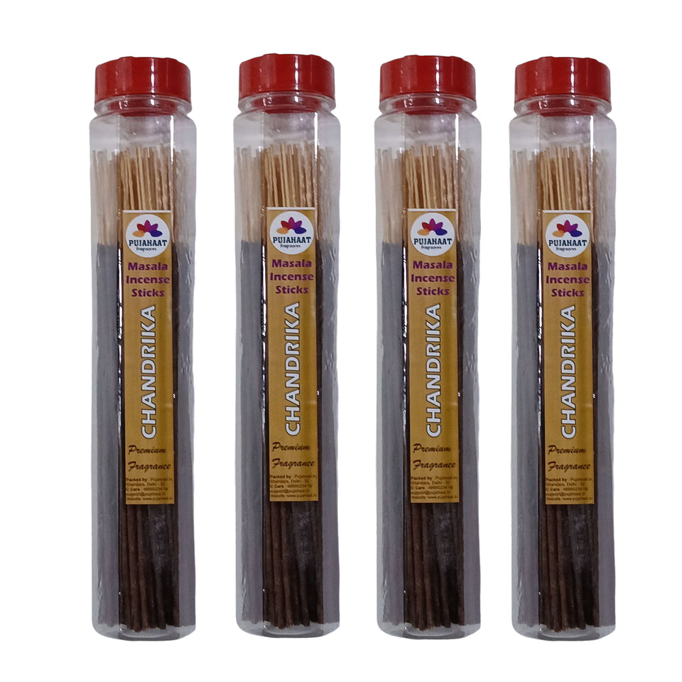 Pujahaat Premium Scented Incense Stick Masala Agarbatti | No Charcoal Incense Sticks, 100% Herbal Fragrance Agarbatti, 0% Sulphates - Chandrika Fragrance