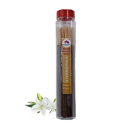 Pujahaat Premium Scented Incense Stick Masala Agarbatti | No Charcoal Incense Sticks, 100% Herbal Fragrance Agarbatti, 0% Sulphates - Chandrika Fragrance