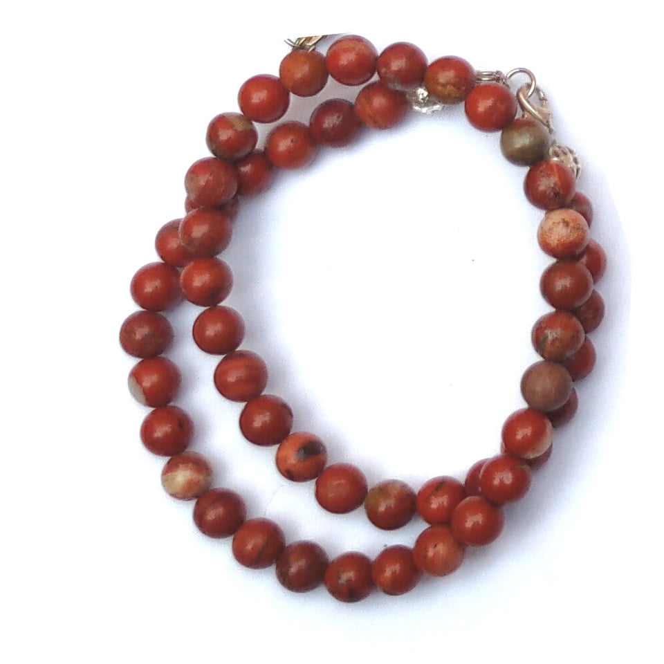 Red Jasper Crystal Round Beads Necklace 15 Inches 8mm Beads Semi precious Mala