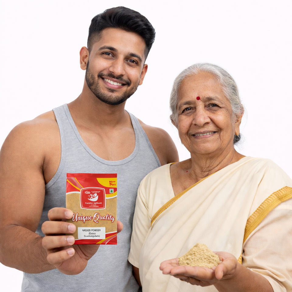 Kunjika Jadibooti Hadjod Powder - Hadd jod - Haddjodd - Cissus Quadrangularis Powder - 100 gm