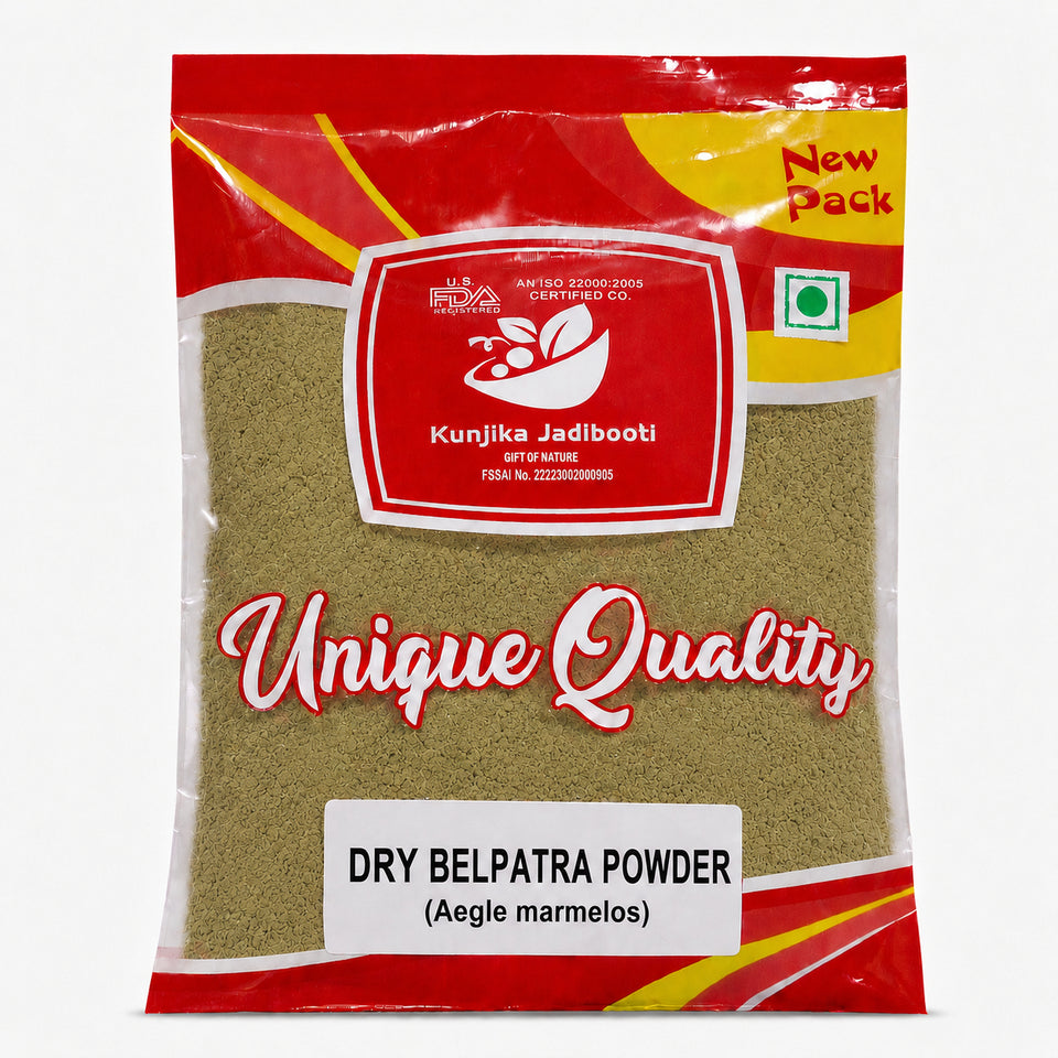 Kunjika Jadibooti Bael Patra (Aegle marmelos) Powder | Bael Patra Powder | Cold Processd Bel patra leaf powder | Bilva patra leaves powder - 100 gm