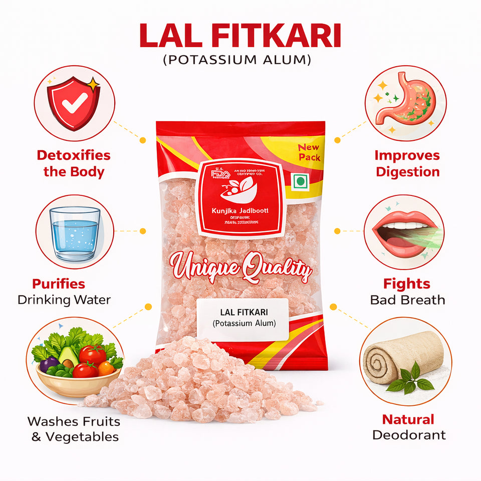 Kunjika Jadibooti Fitkari Lal - Phitkari Lal - Potassium Alum - Alum Red - 100 gm