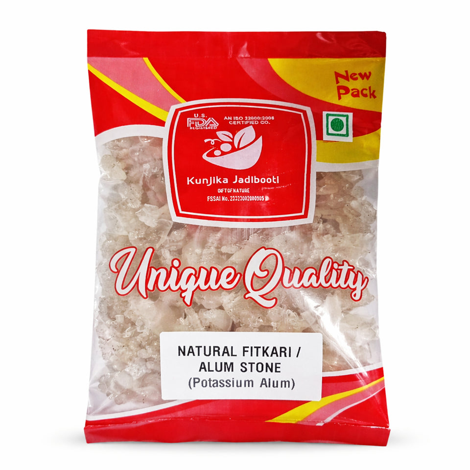 Kunjika Jadibooti White Fitkari Stone | Alum Stone | Phitkari | White Crystal Alum | Fitkari For Skin Tightening And Glowing Skin - 100 gm