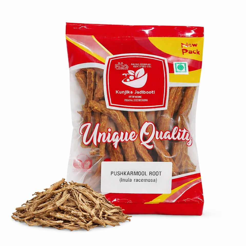 Kunjika Jadibooti Pushkarmool Roots-Inula Racemosa-Raw Herbs-Pushkar Mool-Orris Root-Jadi Booti-Single Herbs - 100 gm