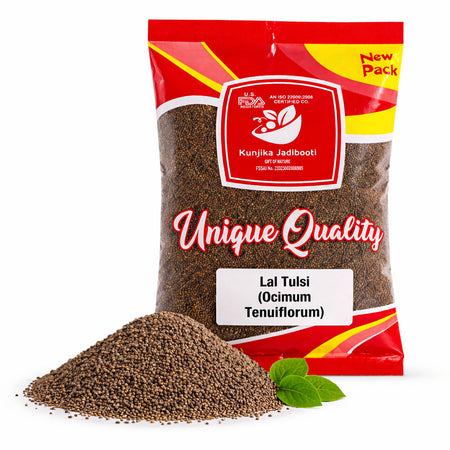 Kunjika Jadibooti Rama Tulsi Seeds | Ram Tulsi Beej | Indian Basil | Holy Tulsi | Gora Tulsi - 100 gm