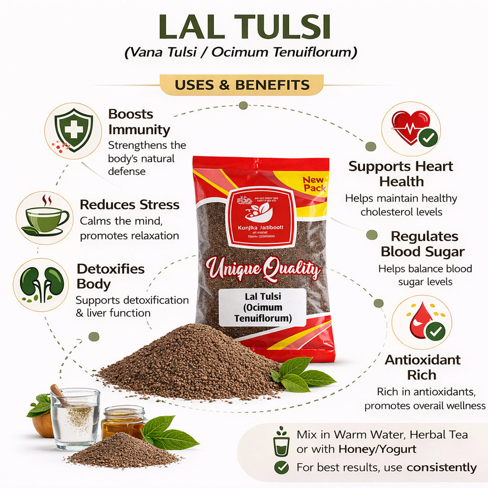 Kunjika Jadibooti Rama Tulsi Seeds | Ram Tulsi Beej | Indian Basil | Holy Tulsi | Gora Tulsi - 100 gm