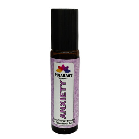 Pujahaat Anxiety Relief Aromatherapy Roll-on | Blend of pure & natural Essential Oils |  for Mind & Body | Crafted by Certified Aromatherapists 10ml/0.33 fl oz - Anxiety Relief Roll-on