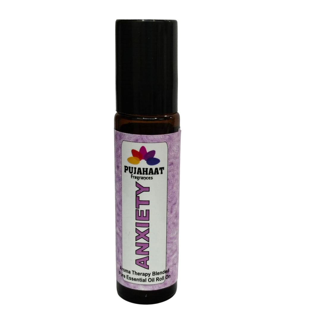 Pujahaat Anxiety Relief Aromatherapy Roll-on | Blend of pure & natural Essential Oils |  for Mind & Body | Crafted by Certified Aromatherapists 10ml/0.33 fl oz - Anxiety Relief Roll-on
