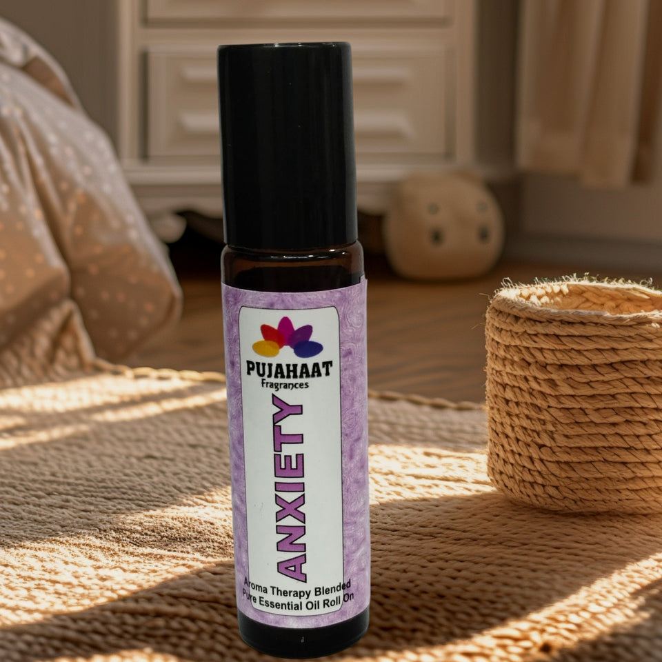Pujahaat Anxiety Relief Aromatherapy Roll-on | Blend of pure & natural Essential Oils |  for Mind & Body | Crafted by Certified Aromatherapists 10ml/0.33 fl oz - Anxiety Relief Roll-on