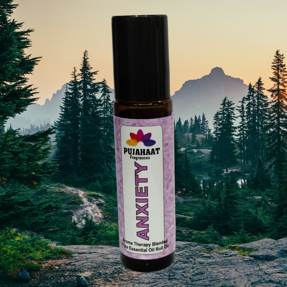 Pujahaat Anxiety Relief Aromatherapy Roll-on | Blend of pure & natural Essential Oils |  for Mind & Body | Crafted by Certified Aromatherapists 10ml/0.33 fl oz - Anxiety Relief Roll-on