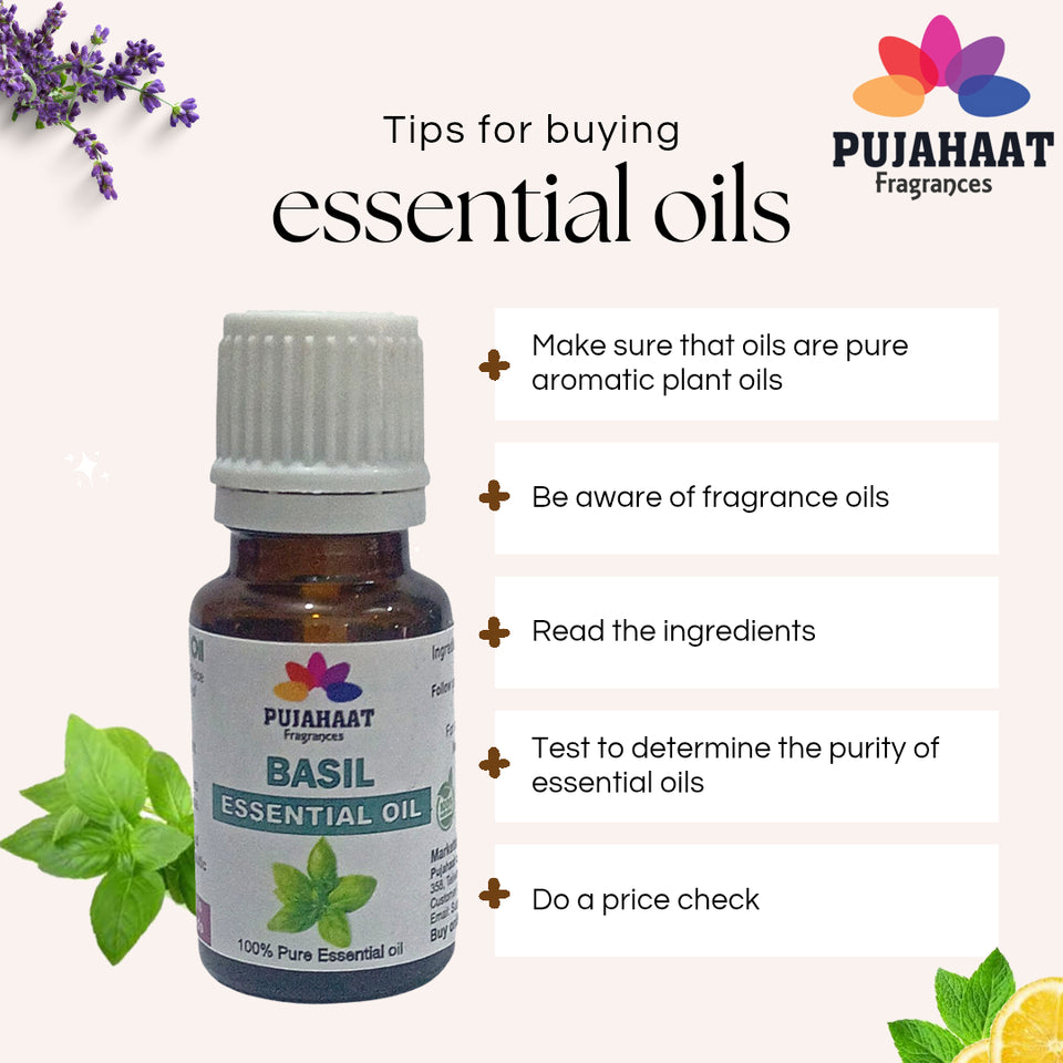 Pujahaat Basil (Tulsi) Essential Oil Pure, Natural & Undiluted Therapeutic Grade For Cough, Colds, Clear Breathing, Pain, Mosquito Repellent, Aromatherapy, Relaxation - Vegan & Cruelty free - 15 ml