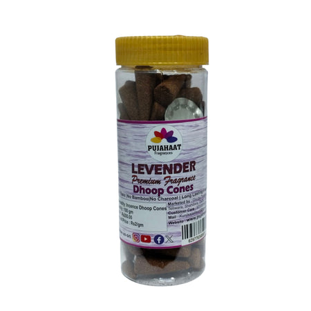 Pujahaat Premium Scented Incense Dhoop Cone | No Charcoal No Bamboo | for Pooja, Rituals & Special Occasions, Aromatherapy Levender Fragrance