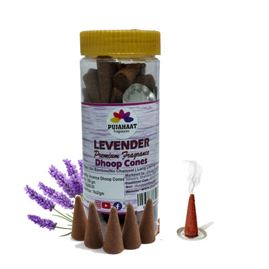 Pujahaat Premium Scented Incense Dhoop Cone | No Charcoal No Bamboo | for Pooja, Rituals & Special Occasions, Aromatherapy Levender Fragrance