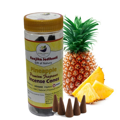 Kunjika Jadibooti Premium Scented Incense Dhoop /Cone | No Charcoal No Bamboo | for Pooja, Rituals & Special Occassions, Dhoop Batti Pineapple Fragrance - 100 Gms