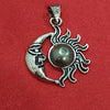 Natural Golden Pyrite Mounted in Sun Moon Pendant for Men and Women Attract Wealth and Prosperity