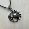 Natural Golden Pyrite Mounted in Sun Moon Pendant for Men and Women Attract Wealth and Prosperity