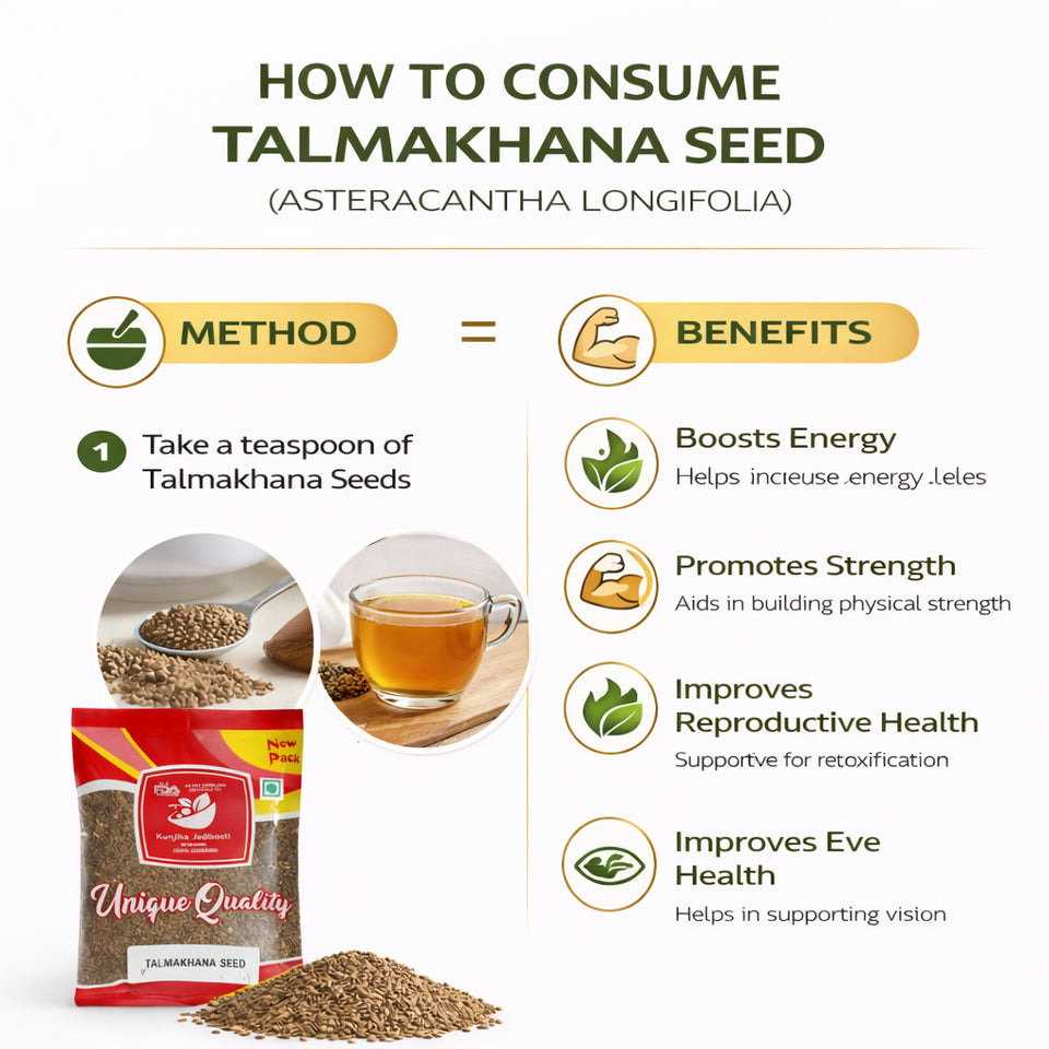 Kunjika Jadibooti Talmakhana | Taal Makhana | Kokilaksha Beej | Asteracantha Longifolia -Jadi Booti - 100 gm