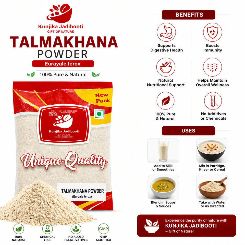 Kunjika Jadibooti Talmakhana | Taal Makhana | Kokilaksha Beej | Asteracantha Longifolia | Jadi Booti Powder - 100 gm