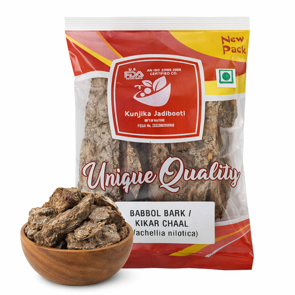 Kunjika Jadibooti Babool Bark - Kikar Chaal - Babul Bark - Babool Chhal | Jadi Booti Whole  - 100 gm