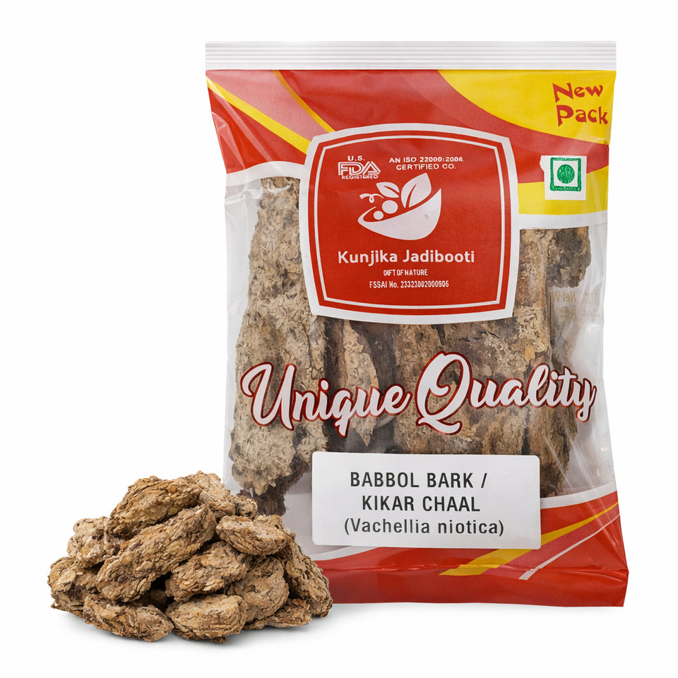 Kunjika Jadibooti Babool Bark - Kikar Chaal - Babul Bark - Babool Chhal | Jadi Booti Whole  - 100 gm