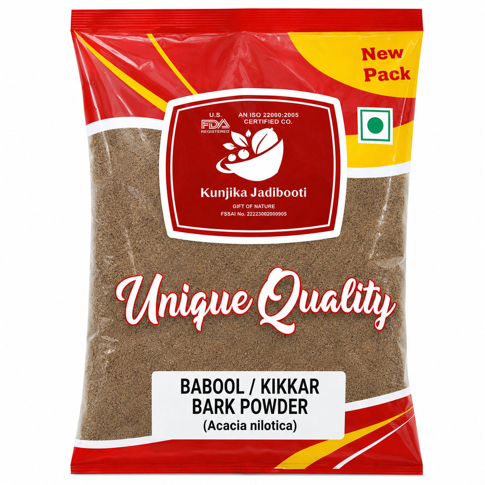 Kunjika Jadibooti Babool Bark - Kikar Chaal - Babul Bark - Babool Chhal | Jadi Booti Powder - 100 gm