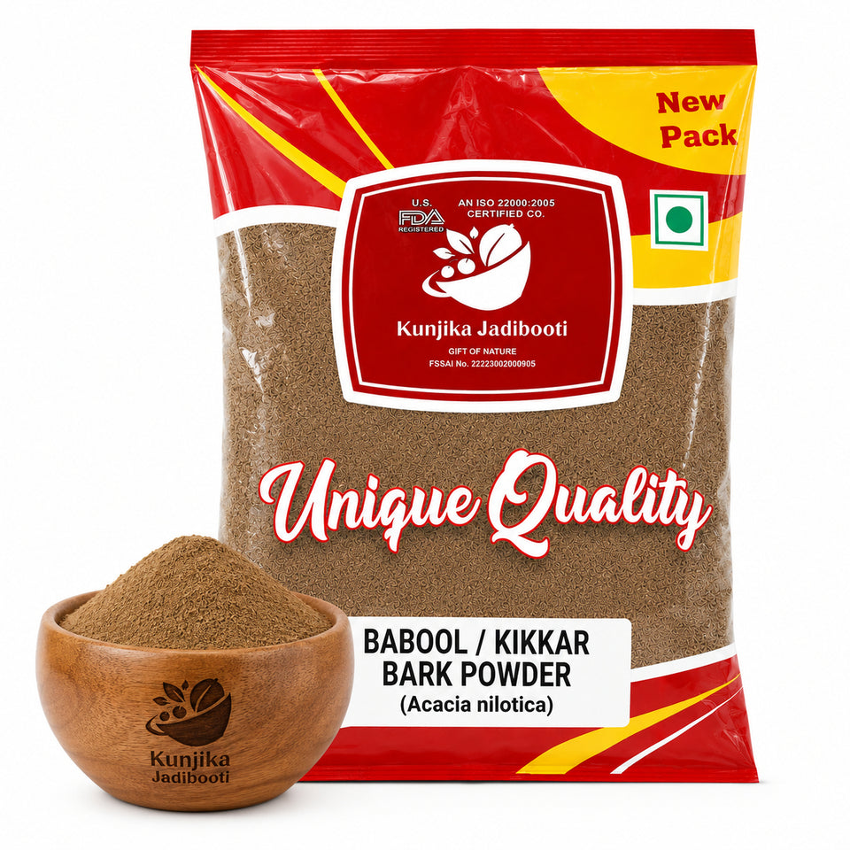 Kunjika Jadibooti Babool Bark - Kikar Chaal - Babul Bark - Babool Chhal | Jadi Booti Powder - 100 gm