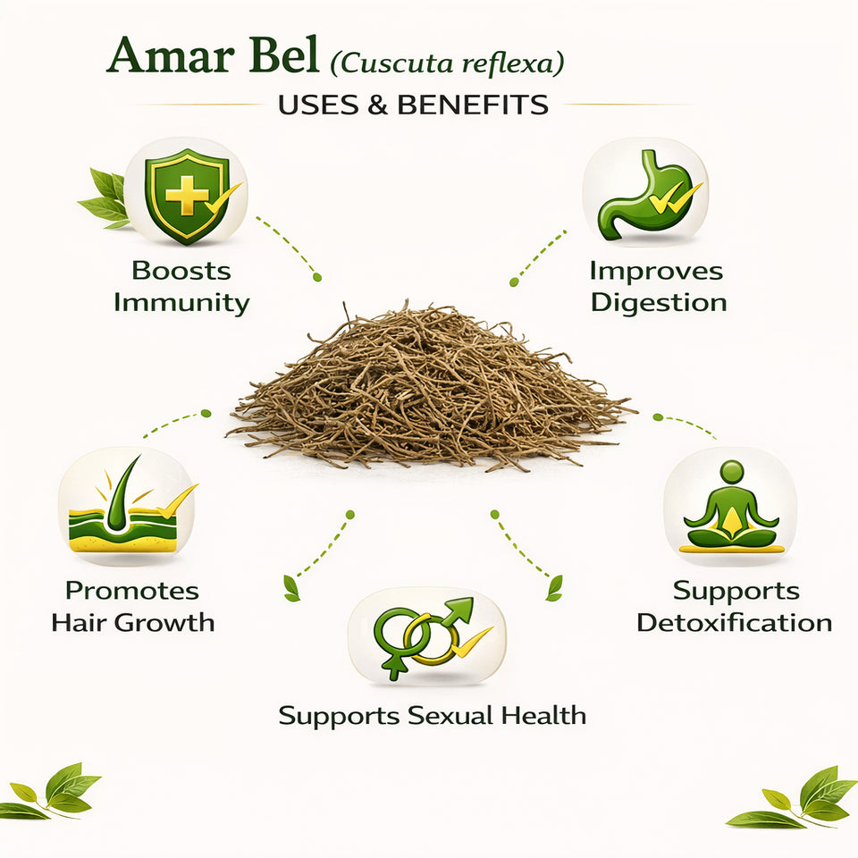 Kunjika Jadibooti Amar Bel - Akash Bel - Afteeyun - Aftimoon - Dodder - Cuscuta reflexa - 100 gm