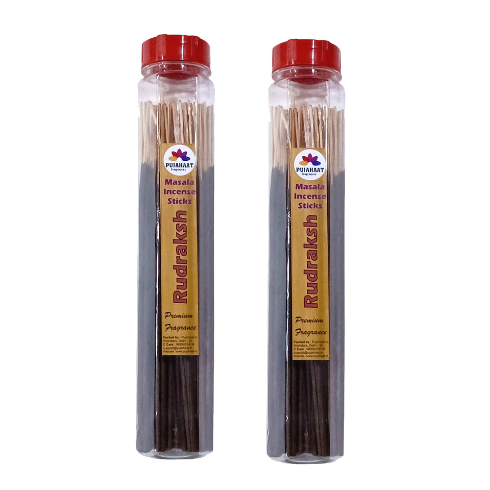 Pujahaat Premium Scented Incense Stick Masala Agarbatti | No Charcoal Incense Sticks, 100% Herbal Fragrance Agarbatti, 0% Sulphates - Rudraksha Fragrance