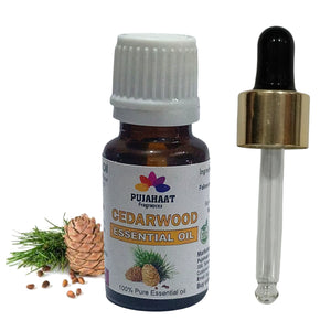 Pujahaat Natural Cedarwood Essential Oil (Juniperus Virginiana) Pure | Non-Sticky | Non-greasy | Lightweight | Men & Women | All Skin Types - Vegan & Cruelty free - 15 ml