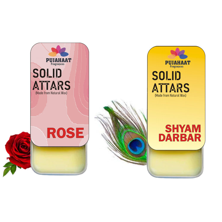 Rose | Shyam Darbar Combo Premium Fragrance | Solid Attar for Men & Women | Alcohol Free | Strong lasting fragrance - Rose | Shyam Darbar