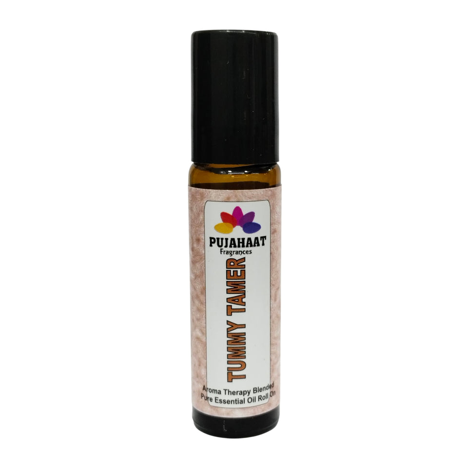 Pujahaat Tummy Tamer Aromatherapy Roll-on | Blend of pure & natural Essential Oils |  for Mind & Body | Crafted by Certified Aromatherapists 10ml/0.33 fl oz - Tummy Tamer Roll-on