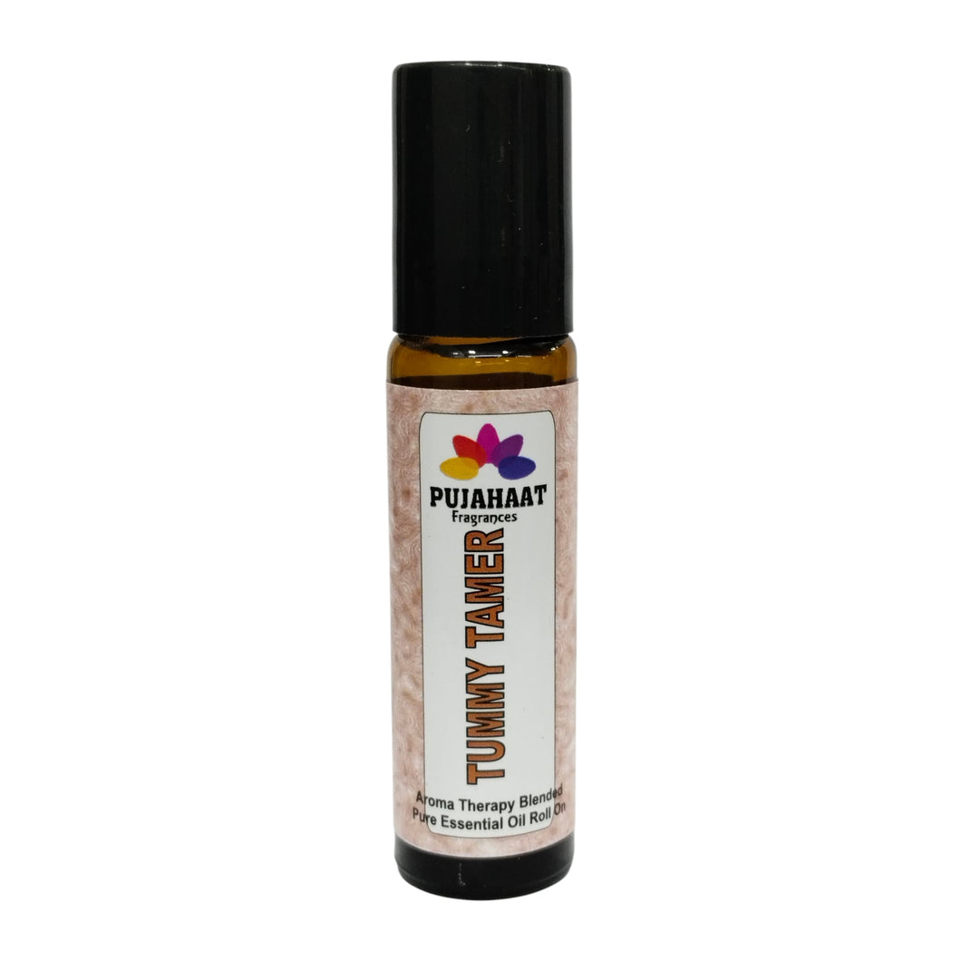 Pujahaat Tummy Tamer Aromatherapy Roll-on | Blend of pure & natural Essential Oils |  for Mind & Body | Crafted by Certified Aromatherapists 10ml/0.33 fl oz - Tummy Tamer Roll-on